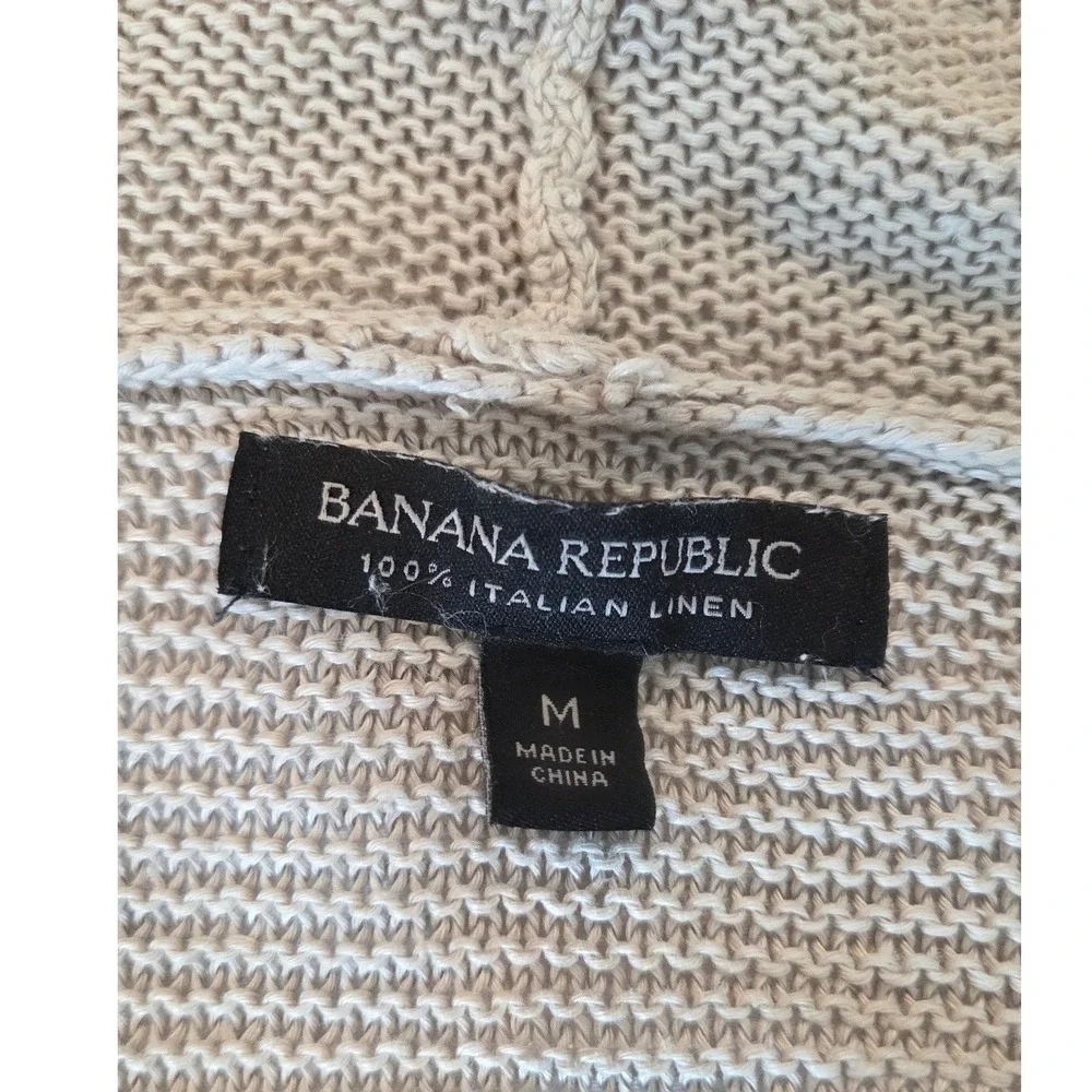 Banana Republic Waterfall Cardigan Italian Linen‎ Draped Beige Coastal Medium